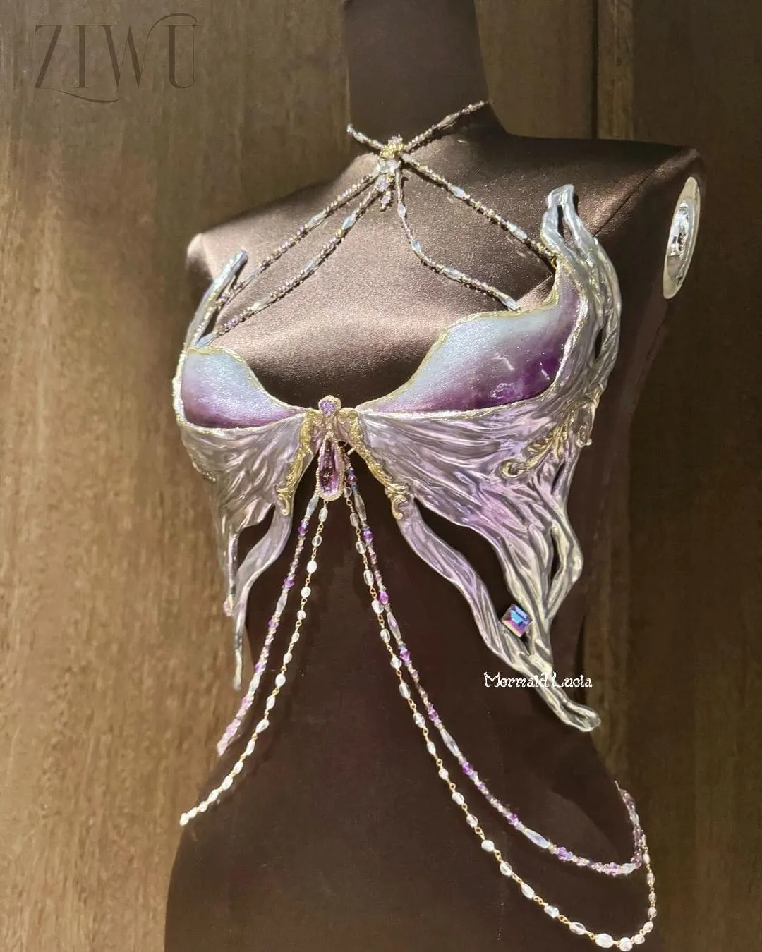 Purple Freyja Resin Mermaid Corset Bra Top Cosplay Costume Patent-Protected