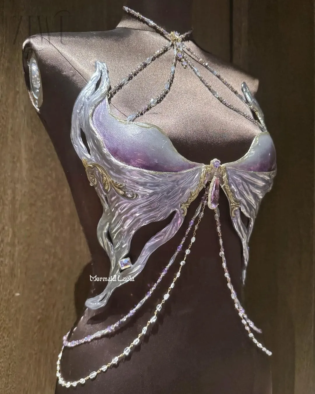 Purple Freyja Resin Mermaid Corset Bra Top Cosplay Costume Patent-Protected