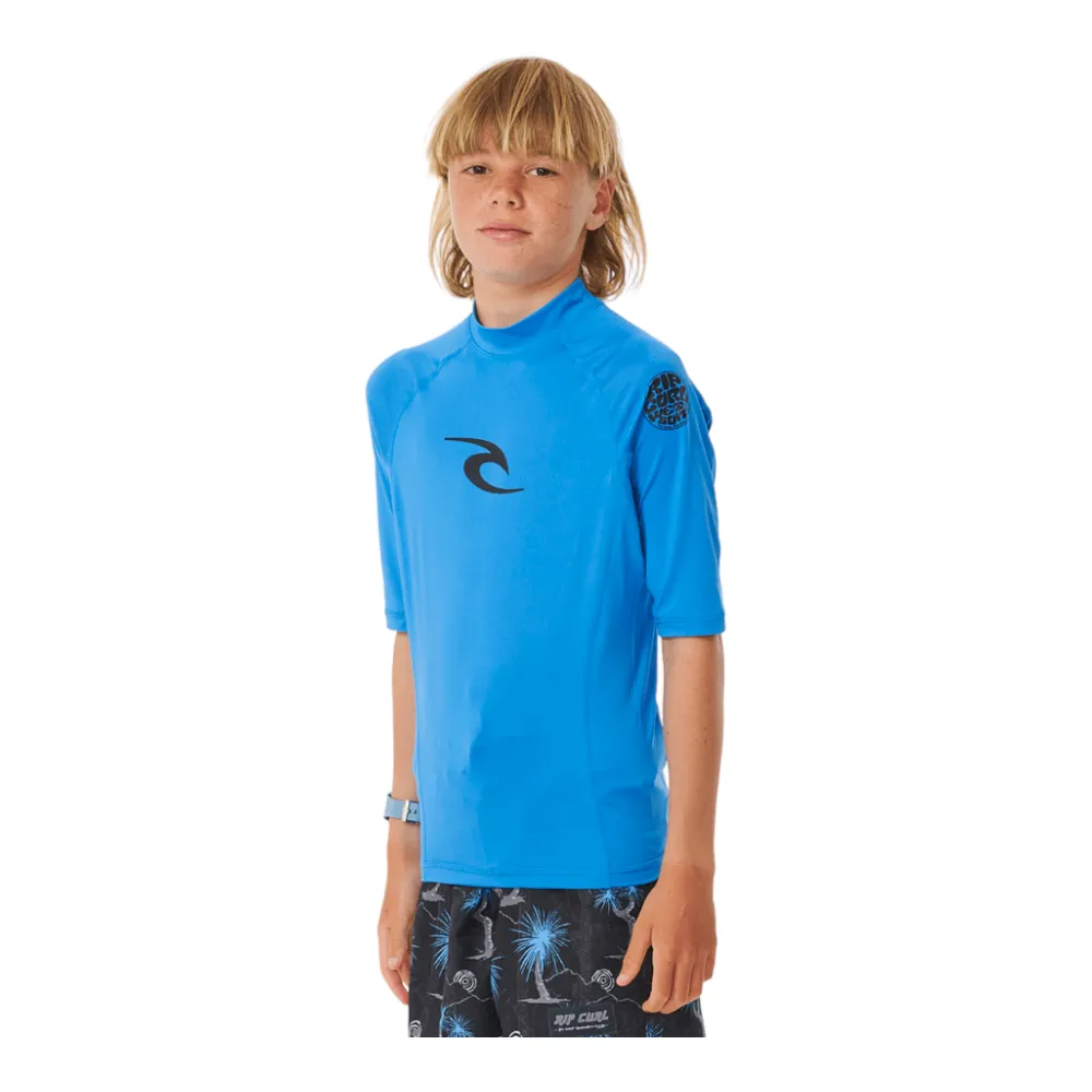 Rip Curl Brand Wave UV Short Sleeve Rash Vest - Boys (8-16 years)