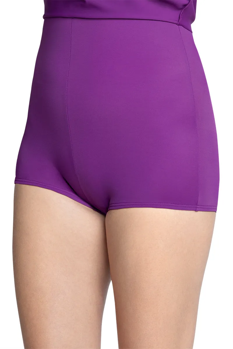 Round Neck Padded Swim Dress - Grape Glow