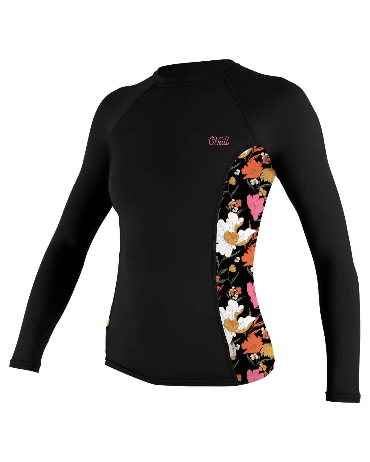 Side Print Long Sleeve Rash Vest in Black & Bluemchen