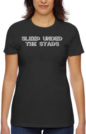 Sleep Under The Stars - Women's Classic Fit Soft Cotton T-Shirt  Comfy Everyday Misses Tee CP05 Black