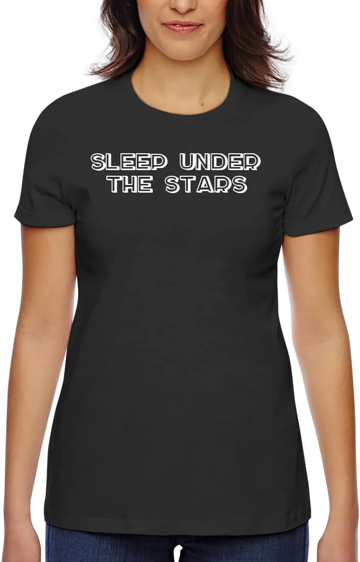Sleep Under The Stars - Women's Classic Fit Soft Cotton T-Shirt  Comfy Everyday Misses Tee CP05 Black