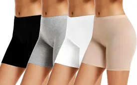 Slip Shorts Modal Fabric Stretch Smooth Boyshorts for Yoga Bike Short Boxer Briefs (4 Pack)