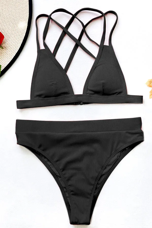 Solid Color Modern High Waist Bikini
