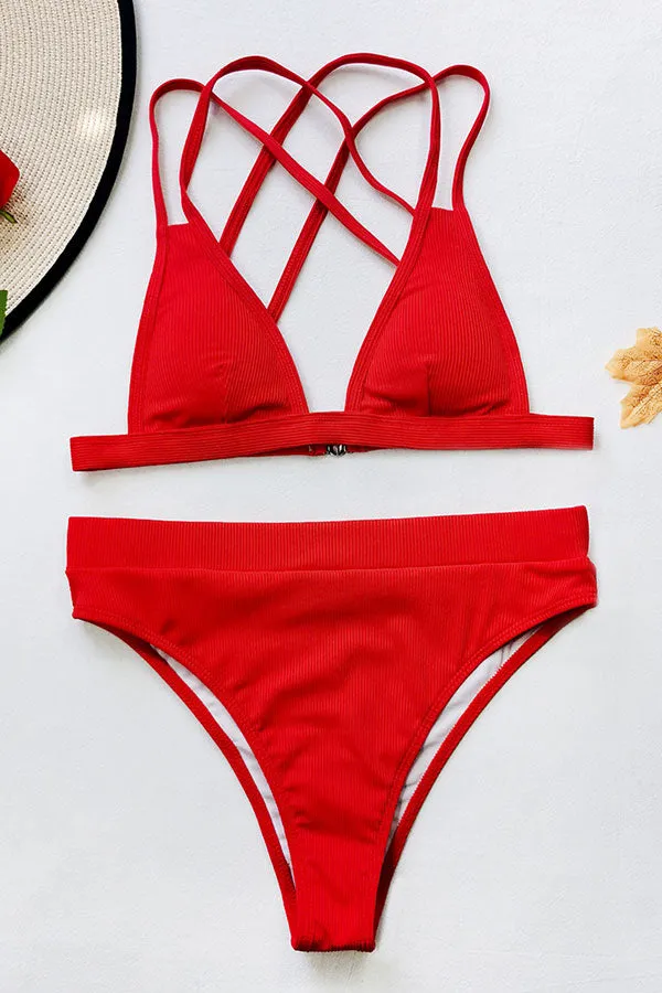 Solid Color Modern High Waist Bikini