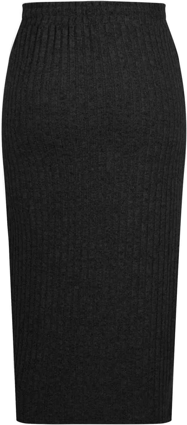 Stripe Maxi Skirts for Womens Ankle Length Bodycon Casual Long Skirt Fashion High Waisted Strap Knit Maxi Skirts