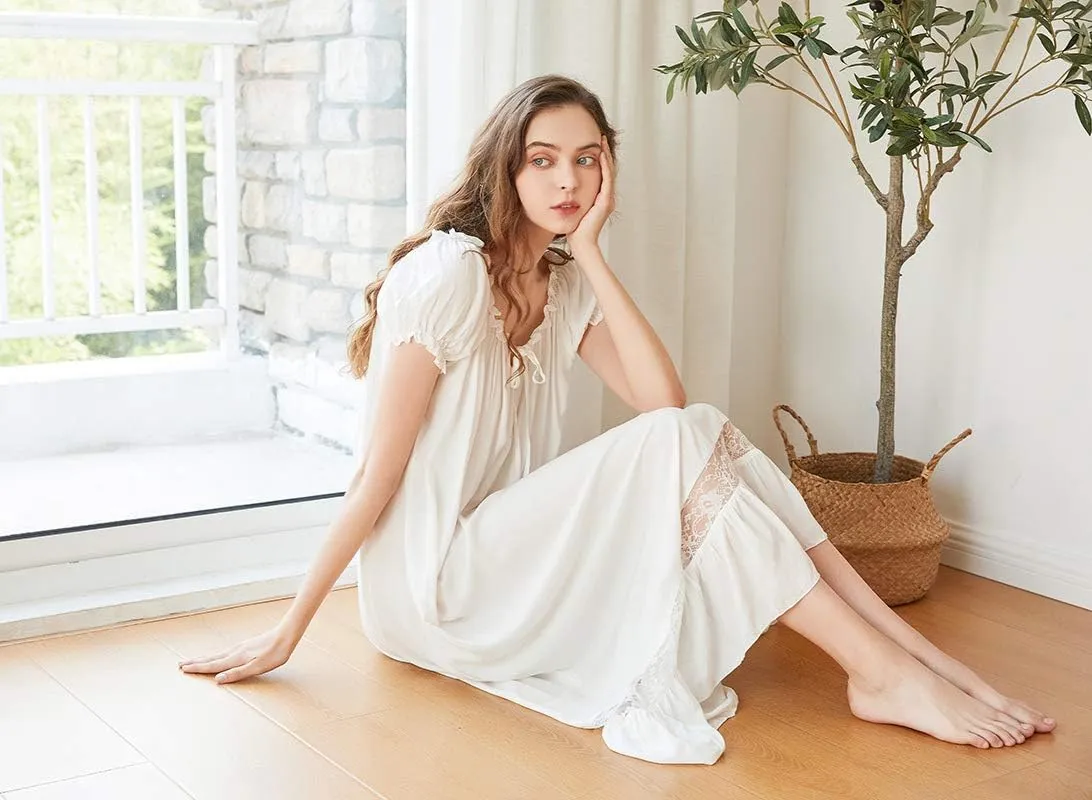 Super Soft Vintage Victorian Palace Style Nightgown Modal Viscose Rayon