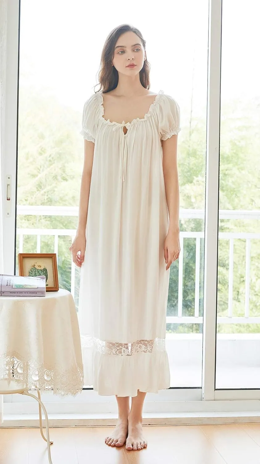 Super Soft Vintage Victorian Palace Style Nightgown Modal Viscose Rayon