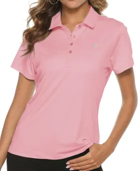 TBMPOY Women's Golf Polo Short Sleeve Shirts Lightweight Moisture Wicking Collared T Shirt Quick Dry 4-Button