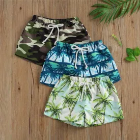 Toddlers Boy Swim Trunks Palm Tree Print Beach Shorts