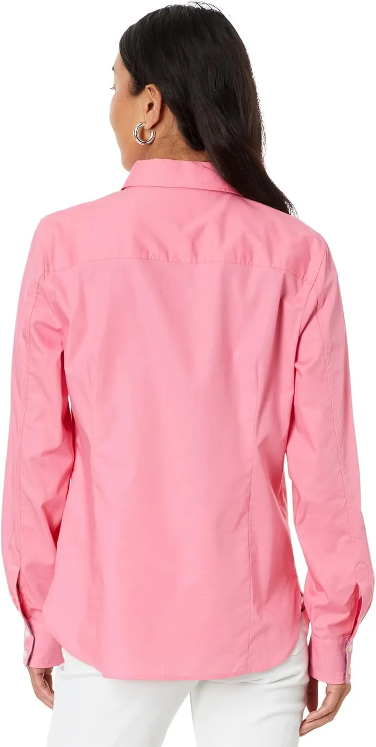 Tommy Hilfiger Women's Button Down Long Sleeve Collared Shirt With Chest Pocket
