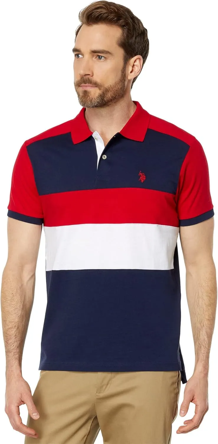 U.S. POLO ASSN. Slim Fit Chest Stripe Color-Block Polo