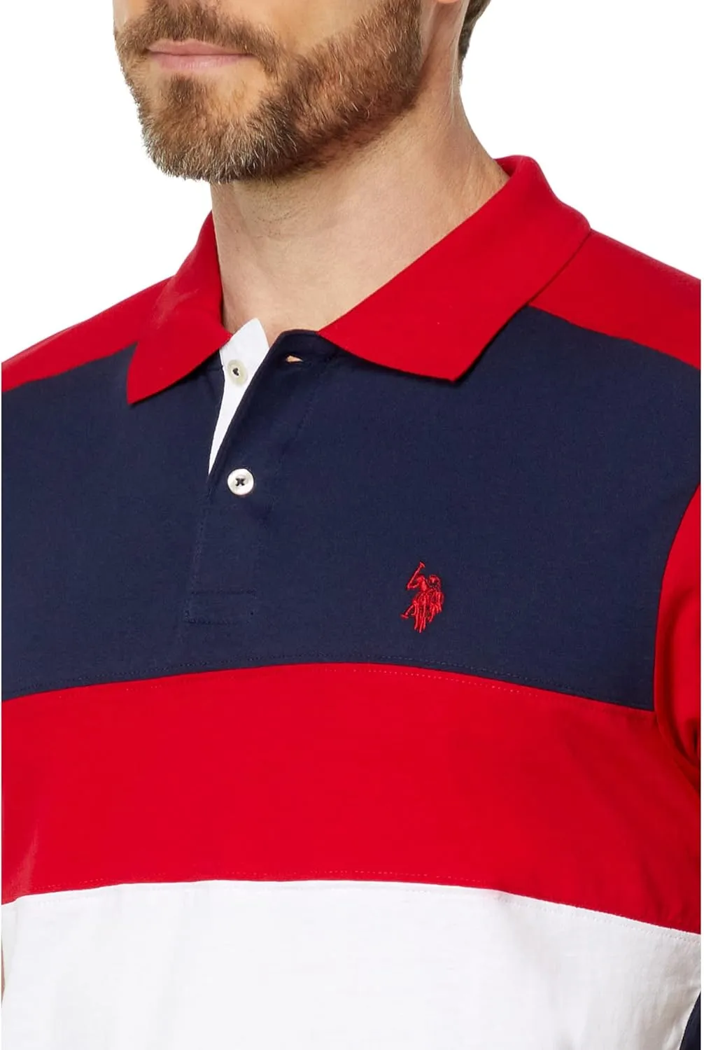 U.S. POLO ASSN. Slim Fit Chest Stripe Color-Block Polo