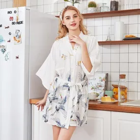 White Japanese Pajamas Kimono style