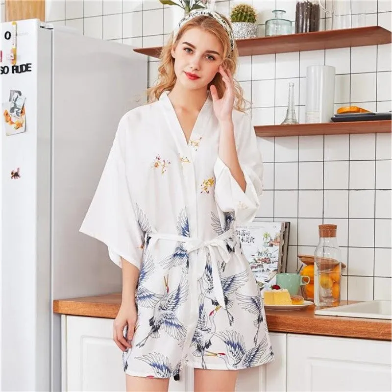 White Japanese Pajamas Kimono style