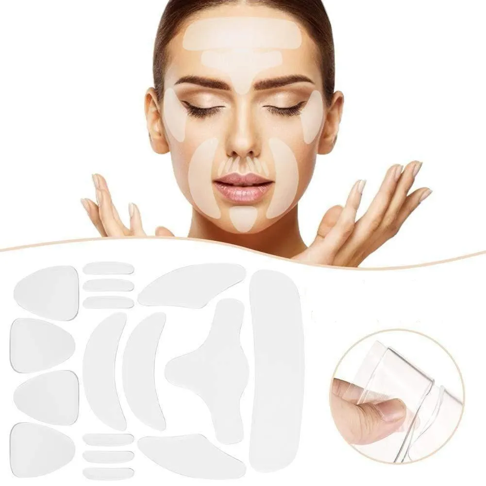 Wholesale UK 16 pieces Reusable silicone anti wrinkle patches for face for women and men Bulk