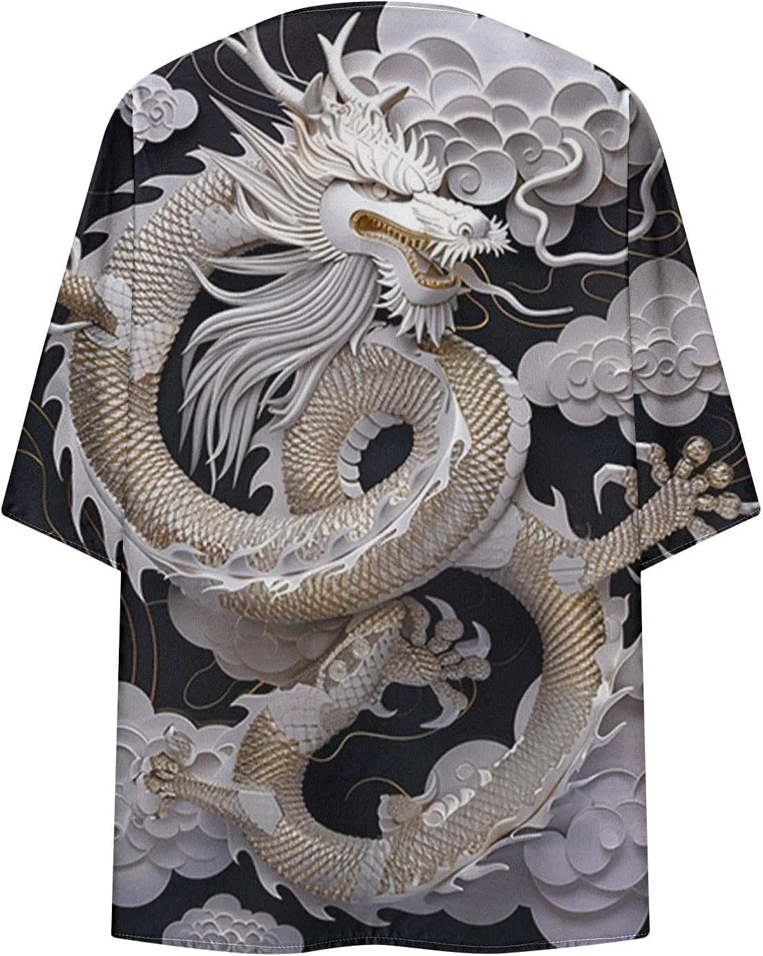 Womens Boho Kimono Cardigans Loose Floral Print Cover Up Chiffon Beach Wear Swimsuit Summer Puff Sleeve Blouse Tops