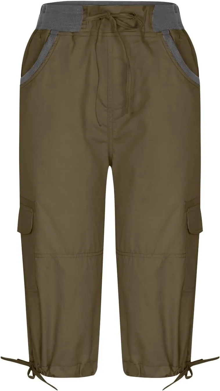 Womens Cargo Capris Hiking Pants Lightweight Quick Dry Outdoor Athletic Capri Summer Casual Bermuda Shorts w Pockets