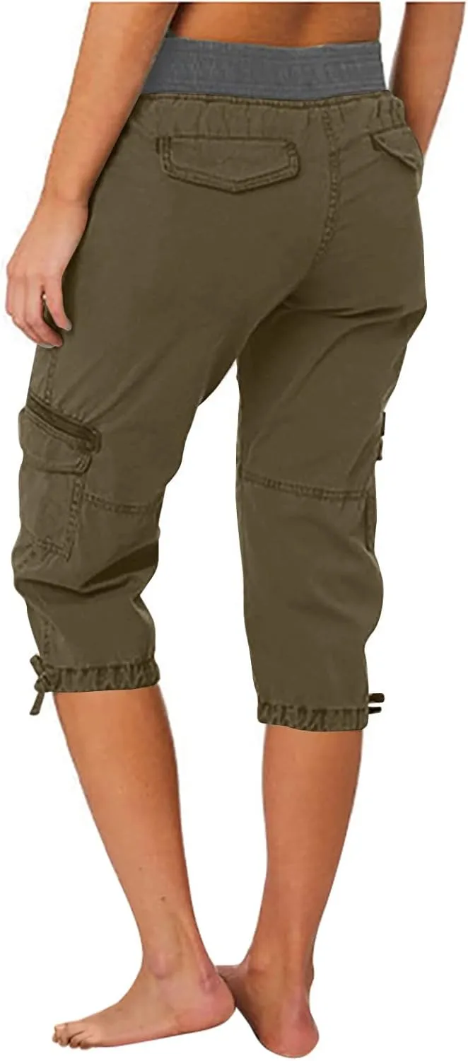 Womens Cargo Capris Hiking Pants Lightweight Quick Dry Outdoor Athletic Capri Summer Casual Bermuda Shorts w Pockets