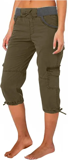 Womens Cargo Capris Hiking Pants Lightweight Quick Dry Outdoor Athletic Capri Summer Casual Bermuda Shorts w Pockets