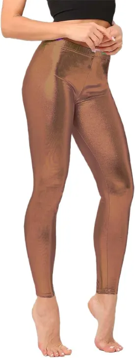 Women's Colorful Shiny Faux Leather Leggings Metallic Finish Skinny Fit Cropped 9/10 Length for Fall Versatile