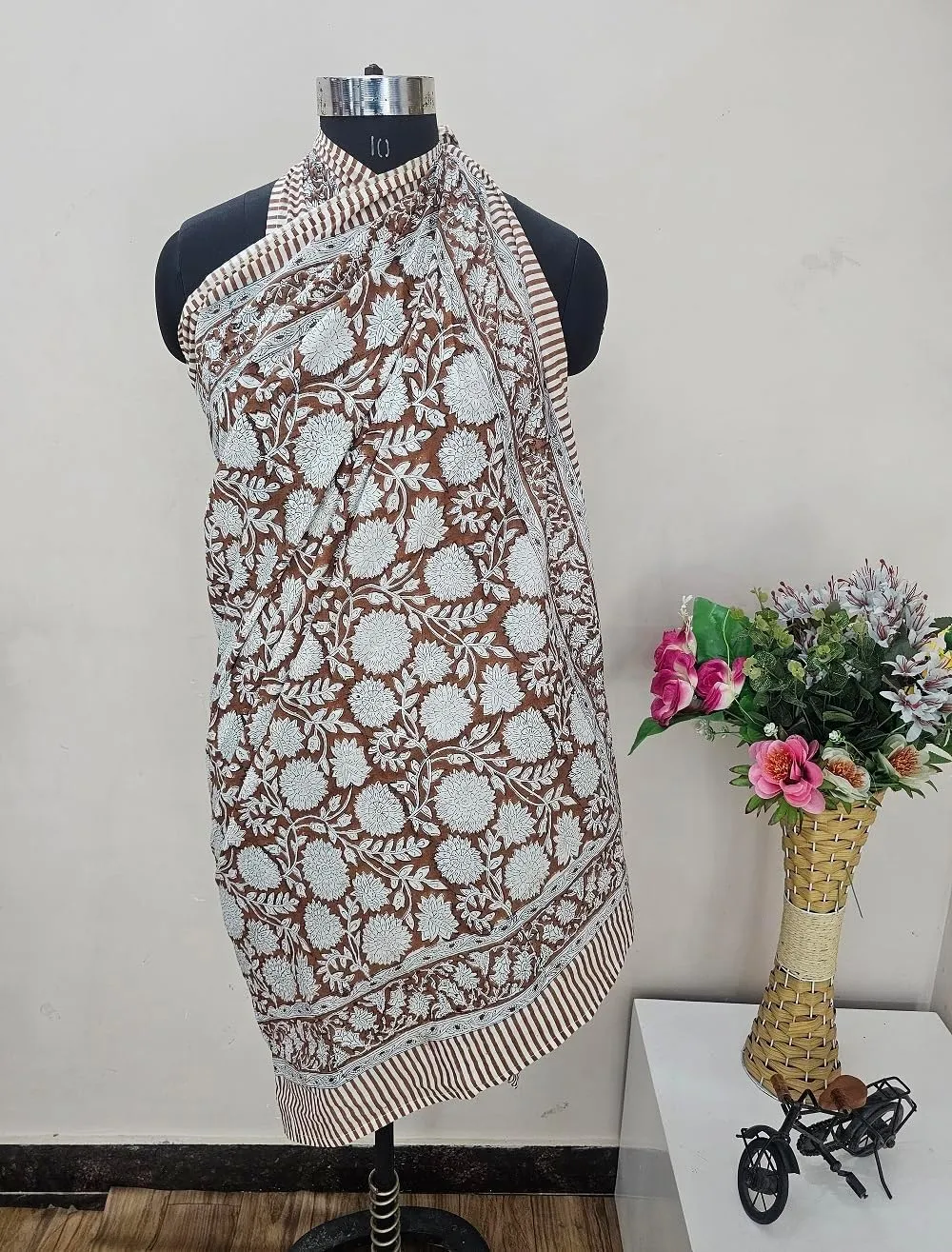 Women's Cotton Hand Block Printed Sarong Coverups for Women Swimsuit Pareo Bikini Wrap Skirt Dress