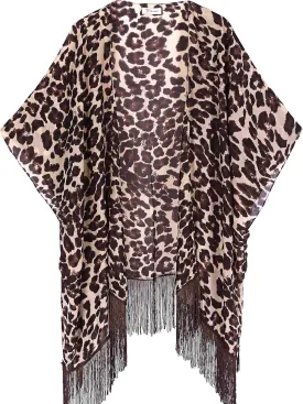 Women's Floral Kimono Cover Up - Lightweight Leopard Chiffon Beachwear for Bikini,Cardigan and Swimwear