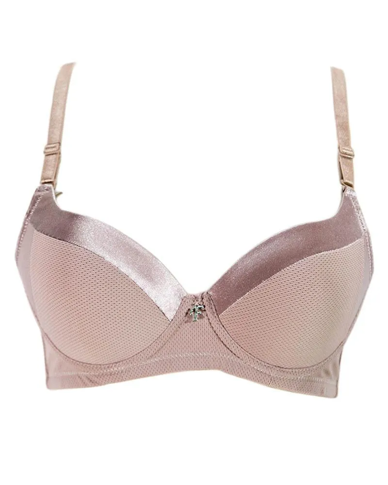 Women's Pink Everyday Basic Comfort Lightly Padded Underwire Flourish Bra - Single Padded Bra - FL991