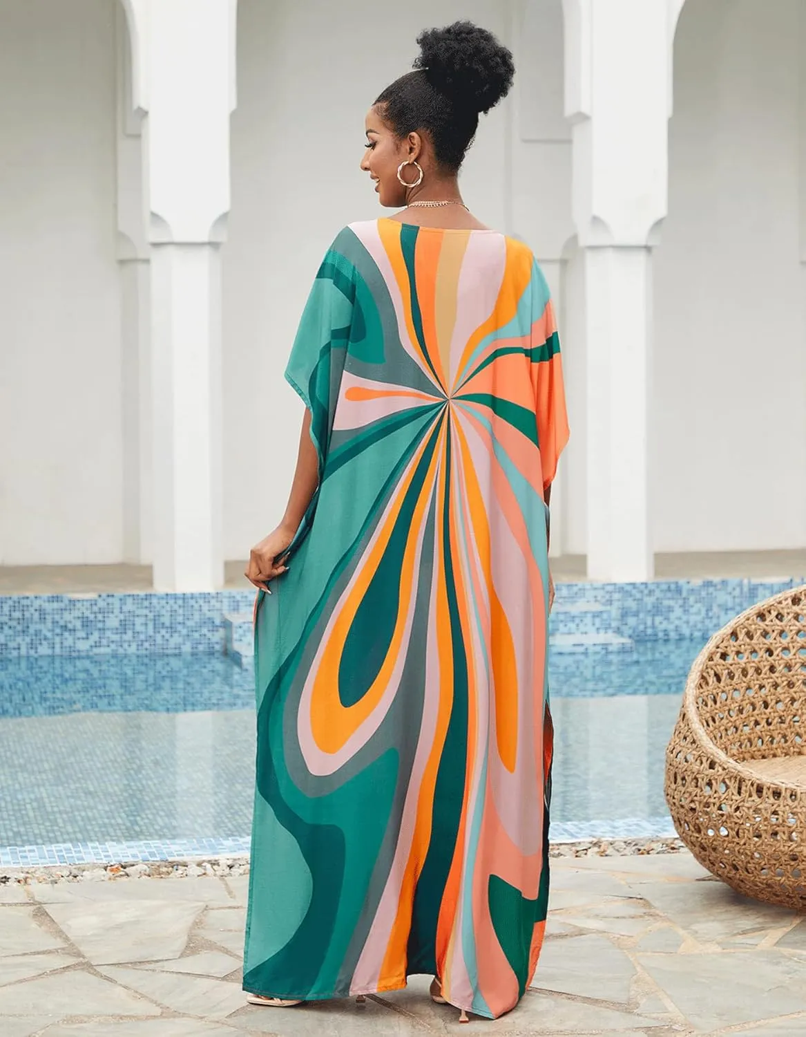 Women's Plus Size Beach Lounge Kaftan Maxi Dress Swimsuit Coverup for Women