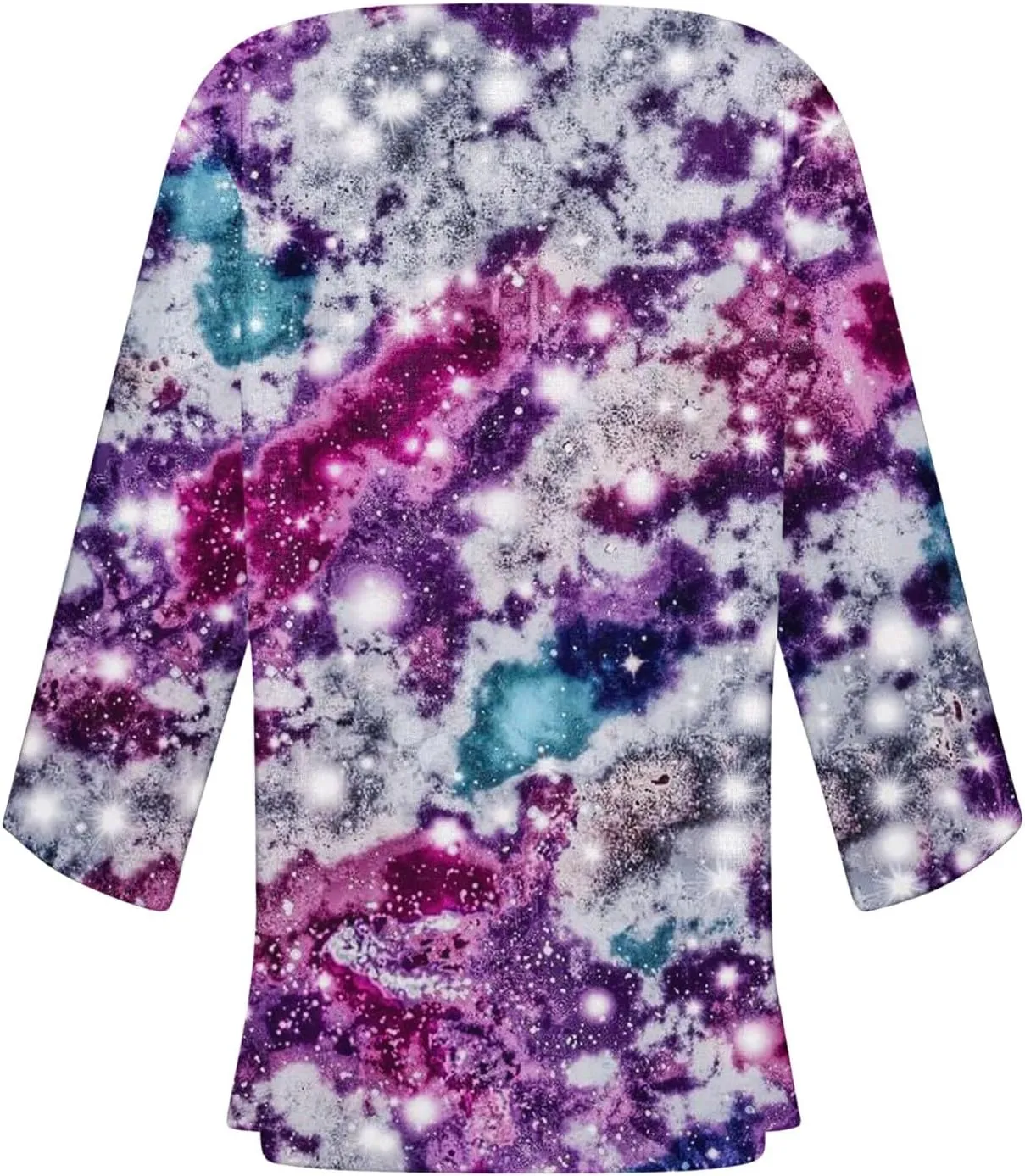 Womens Sequin Print Kimono Cardigan 3/4 Sleeve Loose Beach Wear Cover Up Summer Blouse Top Trendy Cruise Outfits