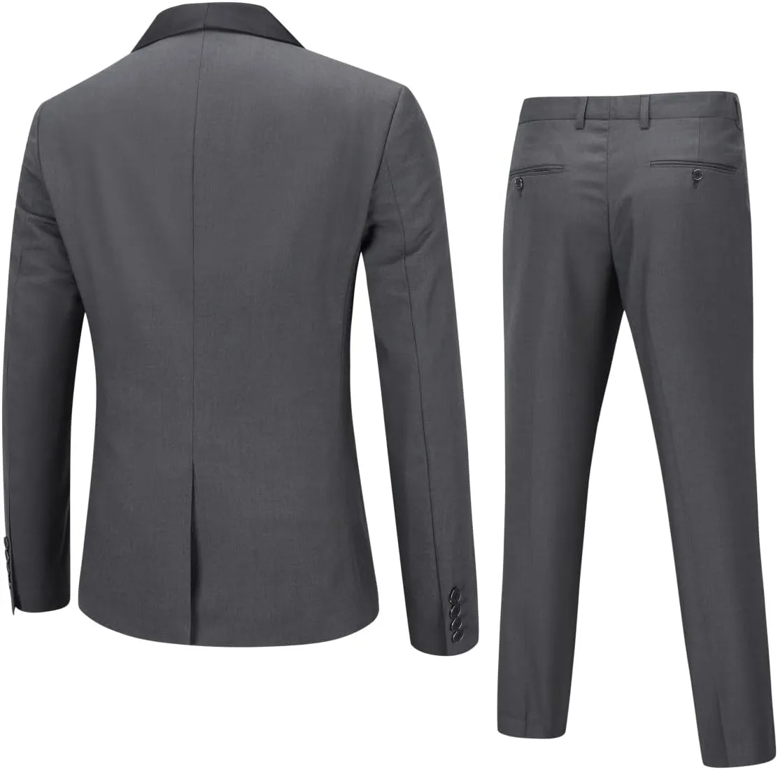 YFFUSHI Men's 2 Piece Suit Shawl Lapel Tuxedo One Button Solid Slim Fit Blazer Jacket Pants