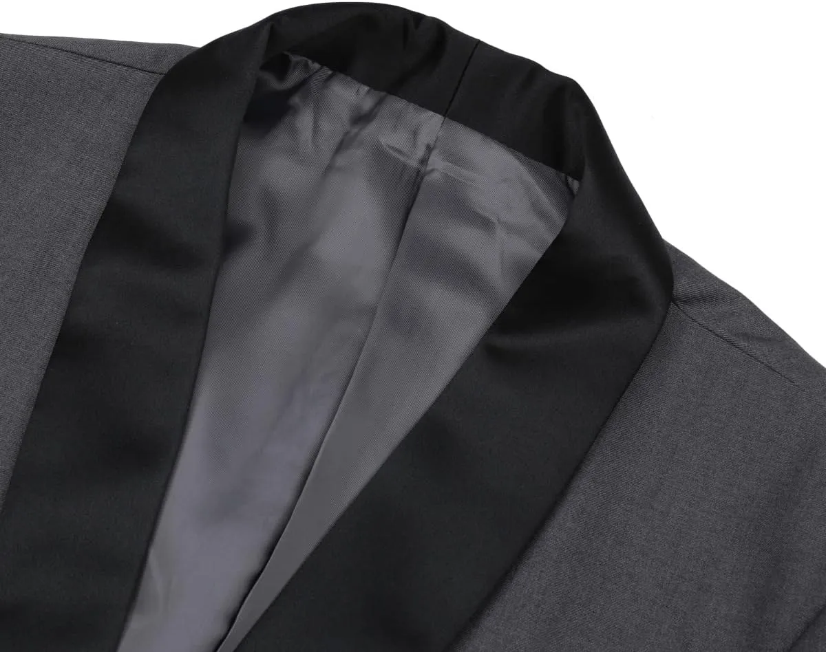 YFFUSHI Men's 2 Piece Suit Shawl Lapel Tuxedo One Button Solid Slim Fit Blazer Jacket Pants